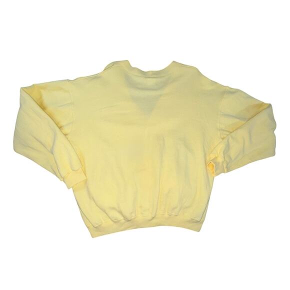 Benetton Italian Vintage 80s Butter Yellow Preppy Cardigan Tennis Sweatshirt  L - Picture 2 of 5